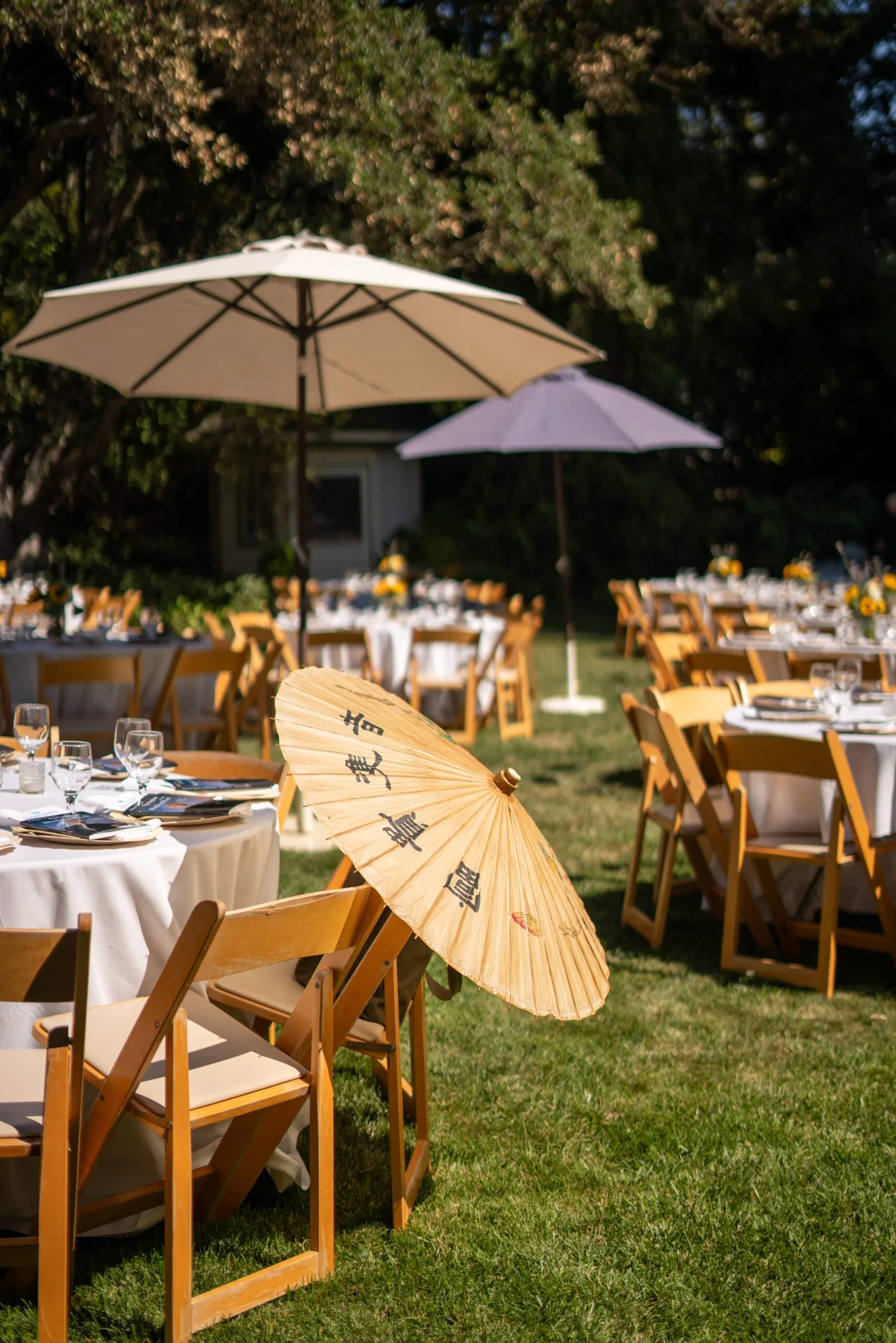 Tables prepared for guests at Harvest of the Heart